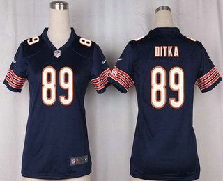 Women's Chicago Bears #89 Mike Ditka Navy Blue Team Color Stitched NFL Nike Game Jersey