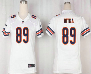Women's Chicago Bears #89 Mike Ditka White Road Stitched NFL Nike Game Jersey