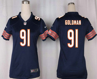 Women's Chicago Bears #91 Eddie Goldman Navy Blue Team Color Stitched NFL Nike Game Jersey