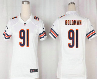 Women's Chicago Bears #91 Eddie Goldman White Road Stitched NFL Nike Game Jersey