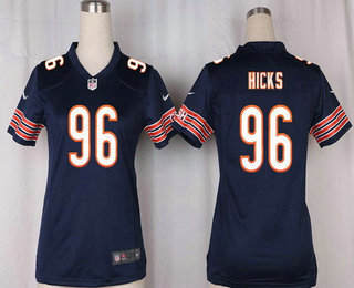 Women's Chicago Bears #96 Akiem Hicks Navy Blue Team Color Stitched NFL Nike Game Jersey