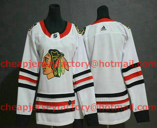 Women's Chicago Blackhawks Blank White Adidas Stitched NHL Jersey