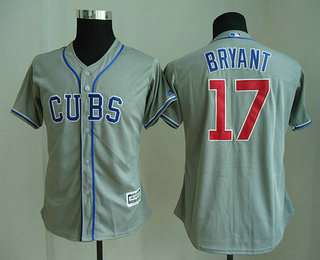 Women's Chicago Cubs #17 Kris Bryant Gray CUBS Stitched MLB Cool Base Jersey