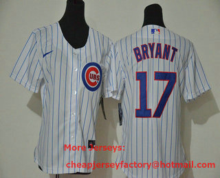 Women's Chicago Cubs #17 Kris Bryant White Stitched MLB Cool Base Nike Jersey