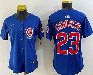 Women's Chicago Cubs #23 Ryne Sandberg Blue Limited Jersey