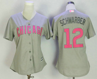 Women's Chicago Cubs #27 Addison Russell Gray with Pink Mother's Day Stitched MLB Cool Base Jersey