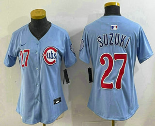 Women's Chicago Cubs #27 Seiya Suzuki Baby Blue Limited Jersey