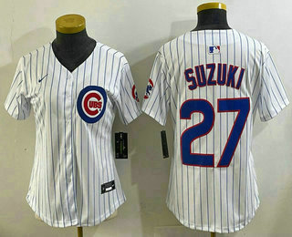 Women's Chicago Cubs #27 Seiya Suzuki White Limited Stitched Jersey