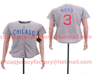 Women's Chicago Cubs #3 David Ross Gray Road Stitched MLB Cool Base Jersey