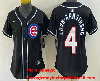 Women's Chicago Cubs #4 Pete Crow-Armstrong 2026 Fashion Black Out Stitched Jersey