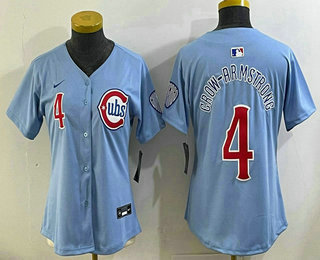 Women's Chicago Cubs #4 Pete Crow Armstrong Baby Blue Limited Jersey