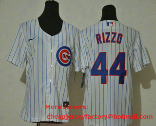 Women's Chicago Cubs #44 Anthony Rizzo White Stitched MLB Cool Base Nike Jersey