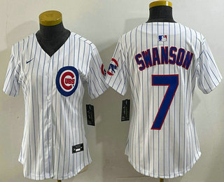 Women's Chicago Cubs #7 Dansby Swanson White  Limited Stitched Jersey