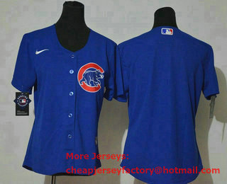 Women's Chicago Cubs Blank Blue Stitched MLB Cool Base Nike Jersey