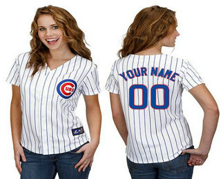Women's Chicago Cubs Home White Customized Jersey