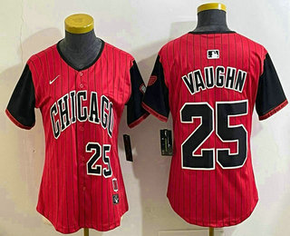 Women's Chicago White Sox #25 Andrew Vaughn Red Black 2025 City Connect Limited Jersey
