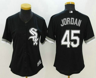Women's Chicago White Sox #45 Michael Jordan  Black Stitched MLB Cool Base Jersey