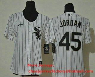 Women's Chicago White Sox #45 Michael Jordan White Stitched MLB Cool Base Nike Jersey