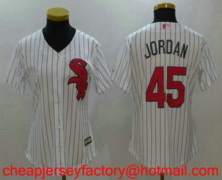 Women's Chicago White Sox #45 Michael Jordan White With Pink Mother's Day Stitched MLB Cool Base Jersey