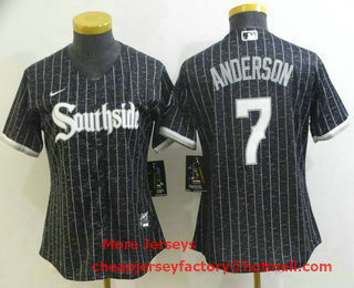 Women's Chicago White Sox #7 Tim Anderson Black 2021 City Connect Stitched MLB Cool Base Nike Jersey