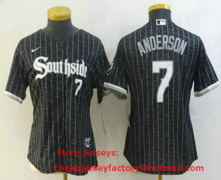 Women's Chicago White Sox #7 Tim Anderson Black With Small Number 2021 City Connect Stitched MLB Cool Base Nike Jersey