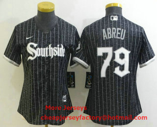 Women's Chicago White Sox #79 Jose Abreu Black 2021 City Connect Stitched MLB Cool Base Nike Jersey