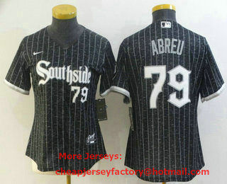 Women's Chicago White Sox #79 Jose Abreu Black With Small Number 2021 City Connect Stitched MLB Cool Base Nike Jersey