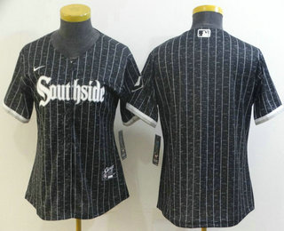 Women's Chicago White Sox Blank Black 2021 City Connect Stitched MLB Cool Base Nike Jersey