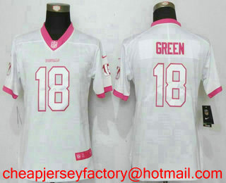 Women's Cincinnati Bengals #18 A.J. Green White Pink 2016 Color Rush Fashion NFL Nike Limited Jersey