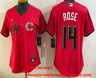 Women's Cincinnati Reds #14 Pete Rose Red 2026 City Connect Stadium Jersey