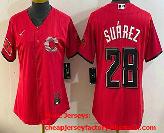 Women's Cincinnati Reds #28 Eugenio Suarez Red 2026 City Connect Stadium Jersey