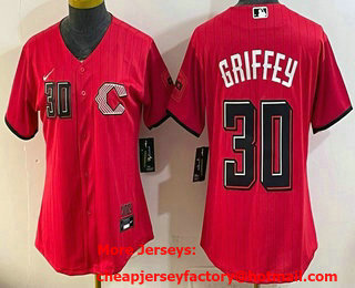 Women's Cincinnati Reds #30 Ken Griffey Jr Red 2026 City Connect Stadium Jersey