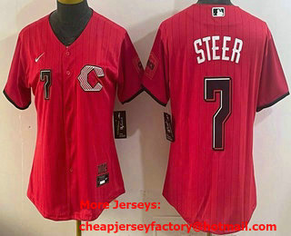 Women's Cincinnati Reds #7 Spencer Steer Red 2026 City Connect Stadium Jersey