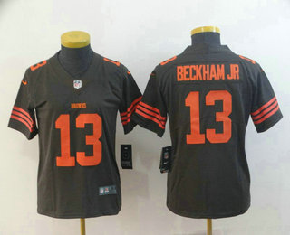 Women's Cleveland Browns #13 Odell Beckham Jr Brown 2016 Color Rush Stitched NFL Nike Limited Jersey