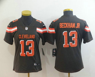 Women's Cleveland Browns #13 Odell Beckham Jr Brown 2017 Vapor Untouchable Stitched NFL Nike Limited Jersey
