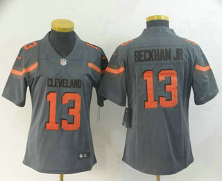 Women's Cleveland Browns #13 Odell Beckham Jr Grey 2019 Inverted Legend Stitched NFL Nike Limited Jersey