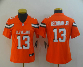 Women's Cleveland Browns #13 Odell Beckham Jr Orange 2017 Vapor Untouchable Stitched NFL Nike Limited Jersey