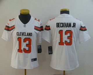Women's Cleveland Browns #13 Odell Beckham Jr White 2017 Vapor Untouchable Stitched NFL Nike Limited Jersey