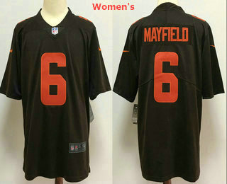Women's Cleveland Browns #6 Baker Mayfield Brown 2020 Alternate Vapor Untouchable Stitched NFL Nike Limited Jersey