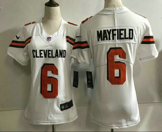 Women's Cleveland Browns #6 Baker Mayfield Browns White 2018 Vapor Untouchable Stitched NFL Nike Limited Jersey