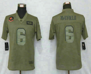 Women's Cleveland Browns #6 Baker Mayfield NEW Olive 2019 Salute To Service Stitched NFL Nike Limited Jersey
