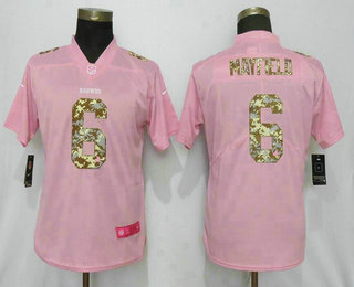 Women's Cleveland Browns #6 Baker Mayfield Pink Camo Fashion 2019 Vapor Untouchable Stitched NFL Nike Limited Jersey