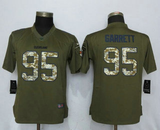 Women's Cleveland Browns #95 Myles Garrett Green Salute To Service Stitched NFL Nike Limited Jersey