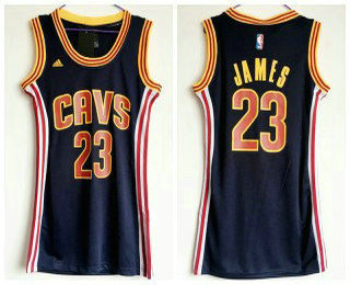 Women's Cleveland Cavaliers #23 LeBron James Navy Blue NBA Dress Jersey