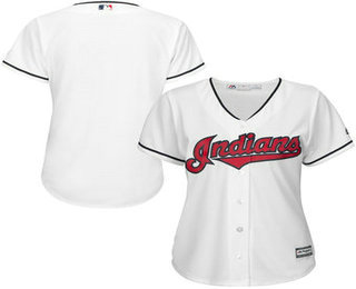Women's Cleveland Indians Blank White Home Cool Base Baseball Jersey