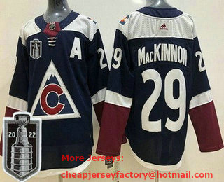 Women's Colorado Avalanche #29 Nathan MacKinnon Navy 2022 Stanley Cup Stitched Jersey