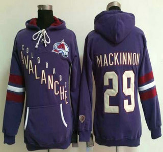 Women's Colorado Avalanche #29 Nathan MacKinnon Old Time Hockey Purple Hoody