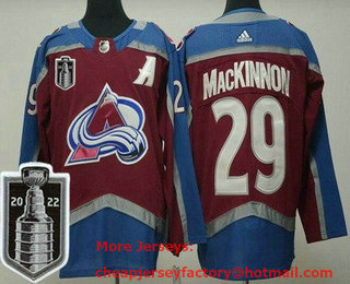 Women's Colorado Avalanche #29 Nathan MacKinnon Red 2022 Stanley Cup Stitched Jersey