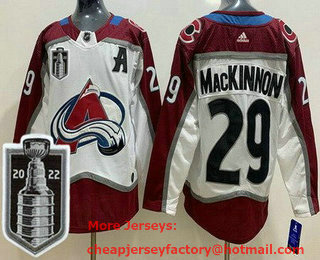 Women's Colorado Avalanche #29 Nathan MacKinnon White 2022 Stanley Cup Stitched Jersey