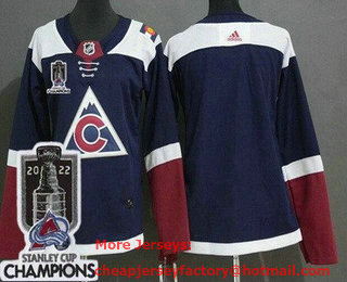 Women's Colorado Avalanche Blank Navy Alternate 2022 Stanley Cup Champions Stitched Jersey